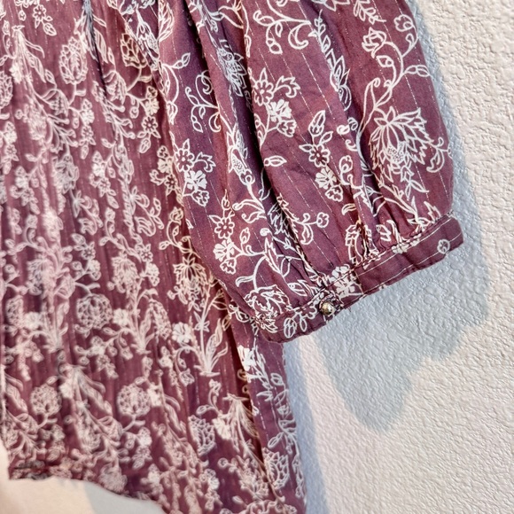 Gloria Vanderbilt Boho Prairie Floral Popover Top Cotton Peasant Blouse XL - Picture 10 of 11